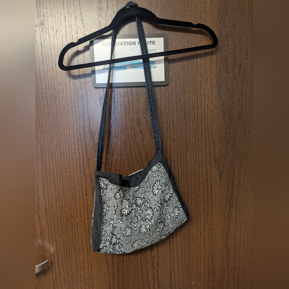 Handmade Cross Body Hand Bag Denim Blue White Small hook and loop closure